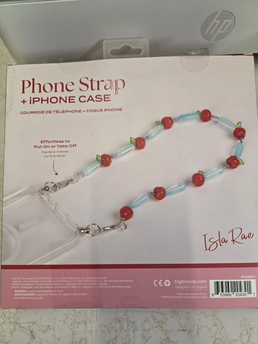 Blue & Red Beaded Phone Strap iPhone Case - Fits iPhone 15/14/13